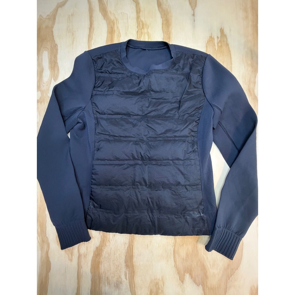 Lululemon Down & Around Crew Black Insulated Pullover W4AGBS Size 6 Athleisure - Picture 3 of 11